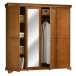 Armoire Glace / penderie 4 portes merisier pin massif Louis Phil