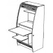 Armoire informatique galbée 2 rideaux wengé blanc