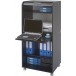 Armoire informatique mobile noire rideau imprimé 2 tiroirs 