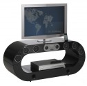 Meuble TV Chaine Hifi int&eacute;gr&eacute;e HDMI arrondi noir TV8805