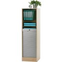 Meuble classeur &agrave; rideau 140 cm Erable / Alu ENZO