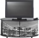 Meuble TV noir rideau New York et chiens