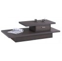 Table basse rectangle weng&eacute; panneaux epais