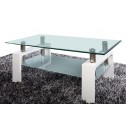 Table Basse Double Plateau Verre Blanche