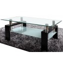 Table Basse Double Plateau Verre Noire