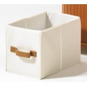 4 Paniers Blancs Tissu 1 Poign&eacute;e Simili Cuir 