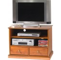 Meuble TV Hi Fi 2 tiroirs sur roulettes merisier 6738