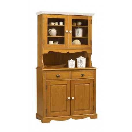 Buffet vaisselier pin miel dessus blanc beaux meubles pas chers