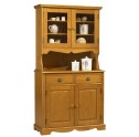 Buffet vaisselier 2P 2T 2P vitr&eacute;es style anglais pin miel 38822