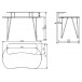 Bureau forme haricot hêtre sur 4 pieds métalliques