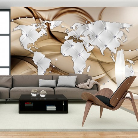 Papier peint  World Map  White & Diamonds