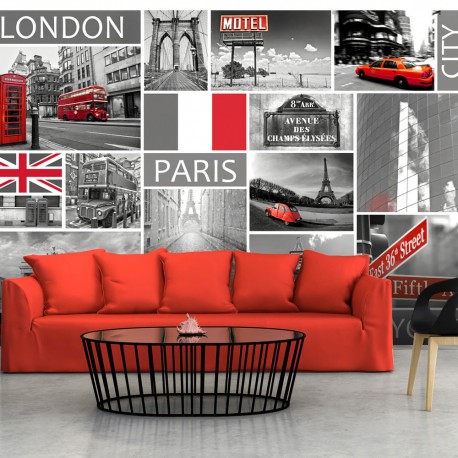 Papier peint  London, Paris, Berlin, New York