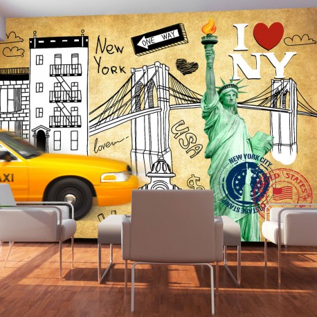 Papier peint  One way  New York