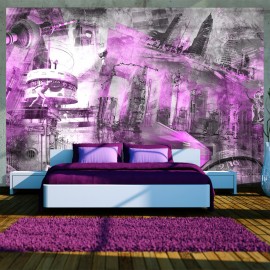 Papier peint - Berlin - collage (violet)