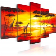 Tableau  Girafes au coucher du soleil