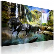 Tableau  Cheval sur fond de cascade bleue
