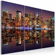 Tableau  New York avec une réflexion sur leau