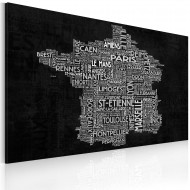 Tableau  Text map of France on the black background