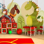 Papier peint  Dragon et chevalier