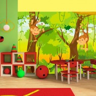 Papier peint  jungle  singes