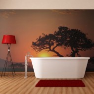 Papier peint  Afrique coucher de soleil