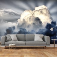 Papier peint  Rayons de soleil sur un ciel nuageux