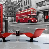 Papier peint  Cabine téléphonique et bus rouges à Londres
