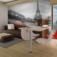 Papier peint  Tour Eiffel et voiture rouge