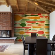 Papier peint  Couverts en vert et orange