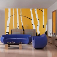 Papier peint  Birches on the orange background
