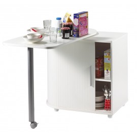 Table Pivotante et Rangement de Cuisine Blanc