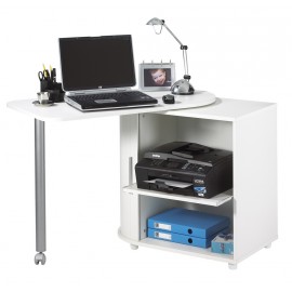 Bureau Informatique Blanc et Table Pivotante