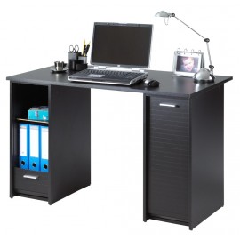 Bureau Noir 2 Caissons à Rideau 120 cm