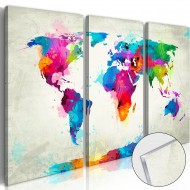 Tableau sur verre acrylique  World Map An Explosion of Colours [Glass]