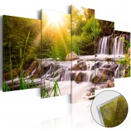 Tableau sur verre acrylique  Forest Waterfall [Glass]