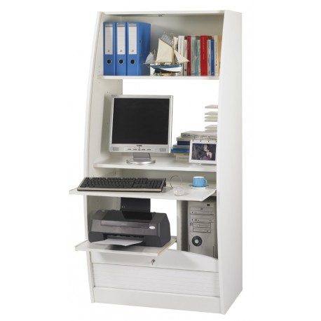 Meuble informatique à rideau noir imprimé bambous Orga 140cm | Leroy Merlin