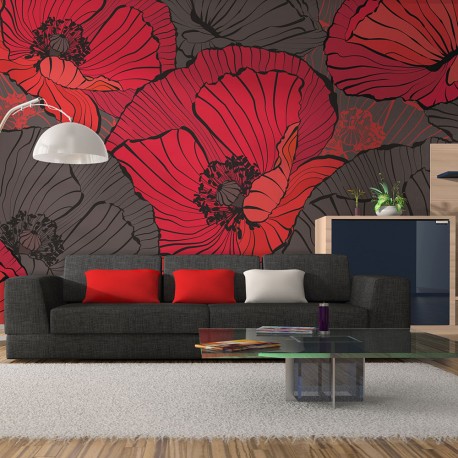 Papier peint  Coquelicots plissés