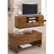 Ensemble Meuble TV et Table basse chêne rustique