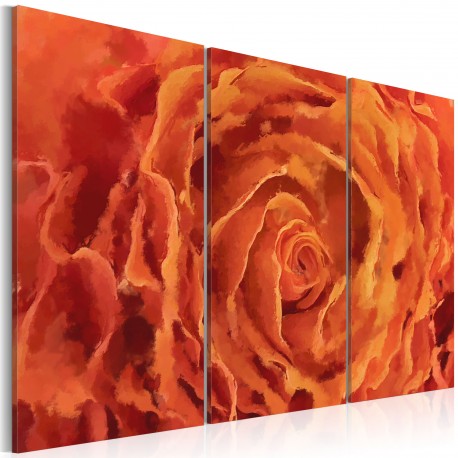 Tableau  Rose en orange  triptyque