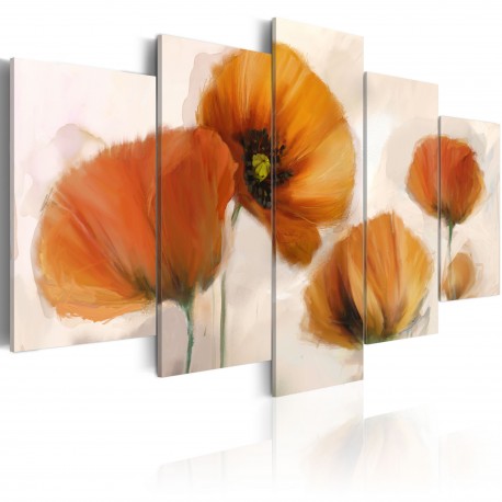 Tableau  Coquelicots artistiques   5 parties