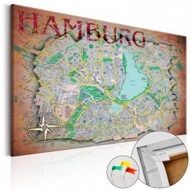 Tableau en liège - Hamburg [Cork Map]