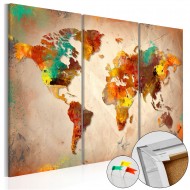 Tableau en liège  Painted World [Cork Map]