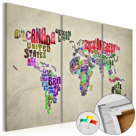 Tableau en liège  Colorful Countries [Cork Map]