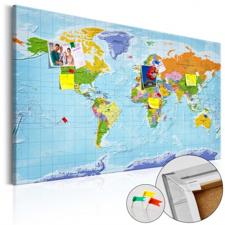 Tableau en liège  World Map Countries Flags [Cork Map]