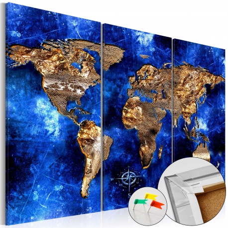 Tableau en liège  Golden Continents [Cork Map]