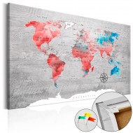 Tableau en liège  Red Roam [Cork Map]