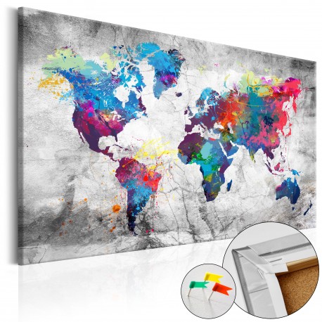 Tableau en liège  World Map Grey Style [Cork Map]