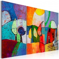 Tableau peint à la main  Paysage multicolore
