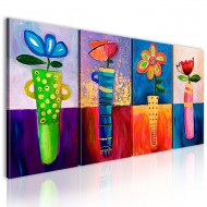 Tableau peint à la main  Arcenciel de fleurs