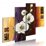 Tableau peint à la main  Orchidée blanche